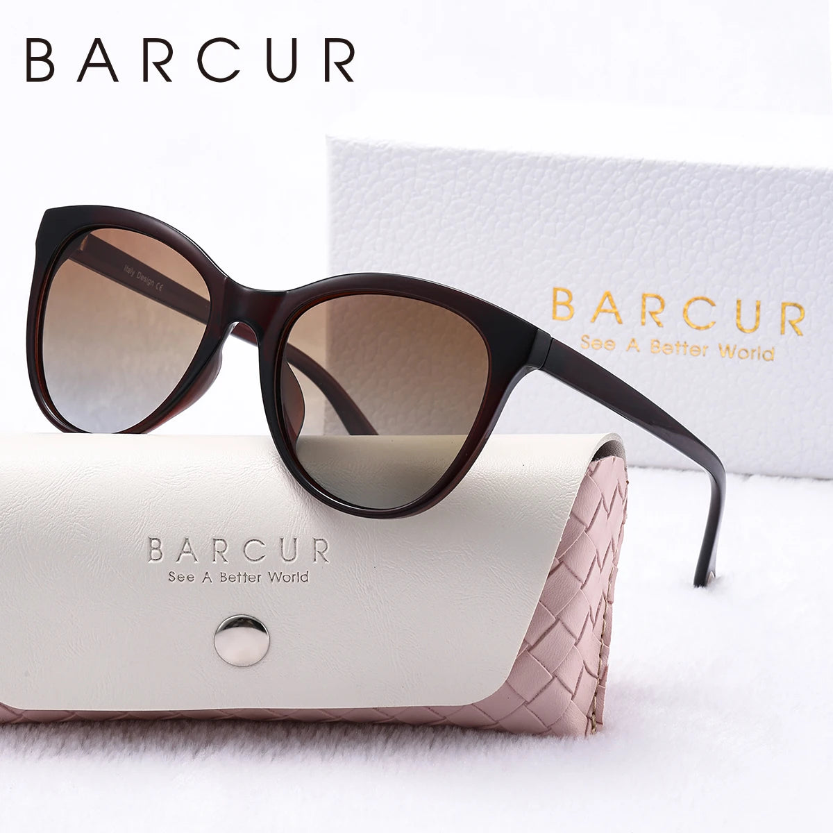 Barrcur lindas mulheres óculos de sol conforto durável transparente pc olho de gato quadro festa viagem uv400 polarizado óculos de sol melhor presente