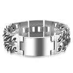 Hnsp 24mm de largura 316l aço inoxidável corrente cubana cruz pulseira para homens jóias masculino mão corrente envoltório pulseiras acessório punk