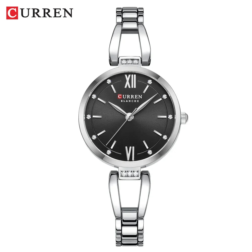 Curren relógios femininos elegante moda original relógio de quartzo para Laides à prova dwaterproof água aço inoxidável simples luxo uso diário