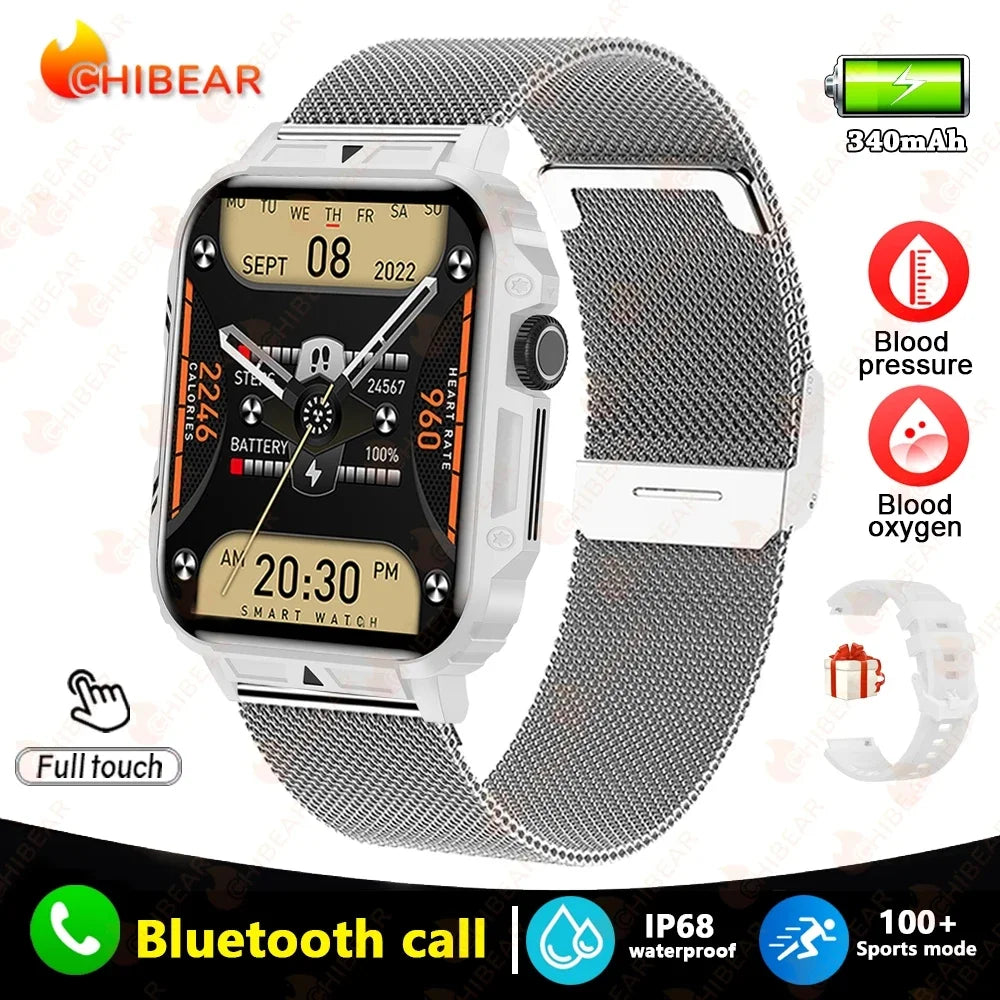 Novo esportes ao ar livre relógio inteligente masculino 1.95 polegada freqüência cardíaca oxigênio no sangue à prova dwaterproof água bt chamada smartwatch presente masculino para android ios