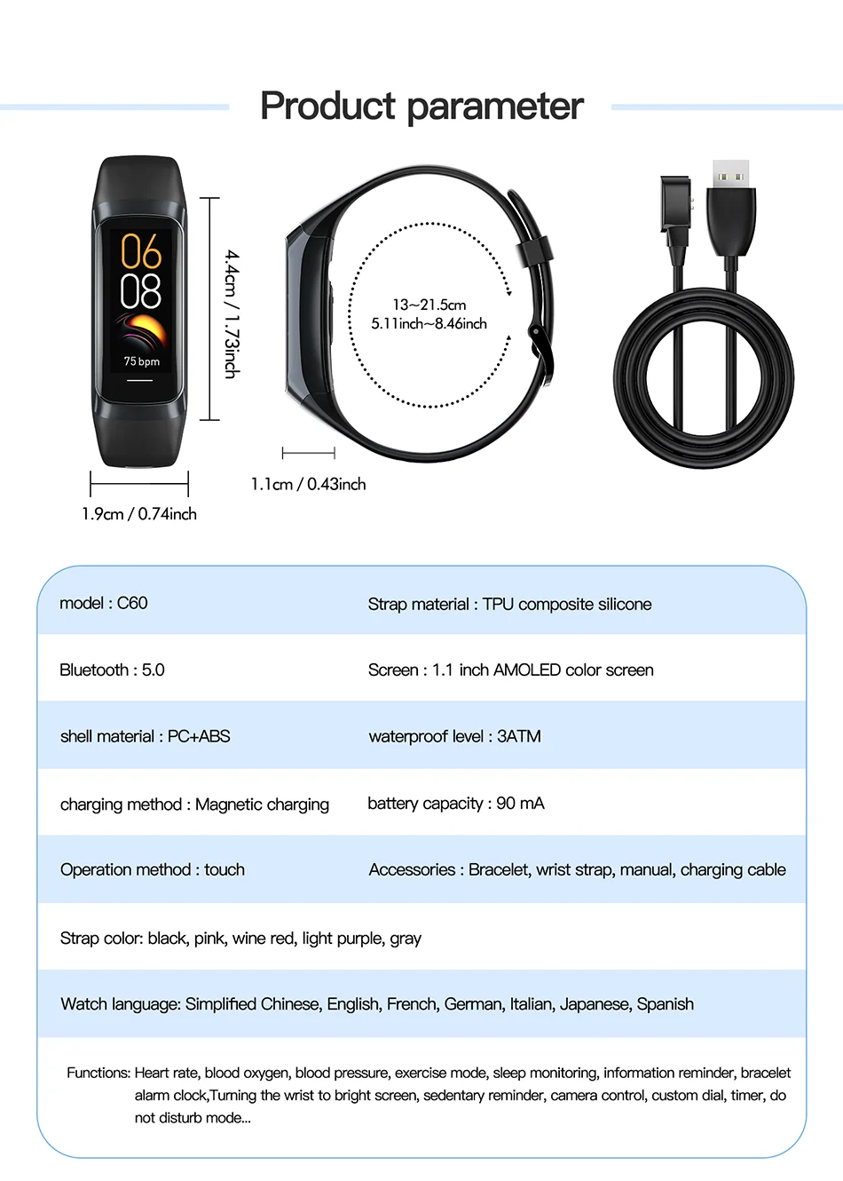 LIGE-Relógio Inteligente Amoled para Homens e Mulheres, Banda Inteligente, Frequência Cardíaca, Sangue, Pulseira Inteligente Impermeável, Rastreador de Fitness Esportivo, 2023