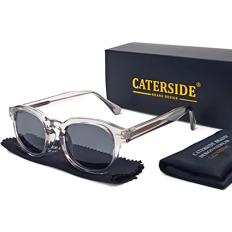 Caterside retro redondo masculino óculos de sol punk ácido propiônico pino templo luxo óculos de sol feminino esportes lazer festa óculos uv400