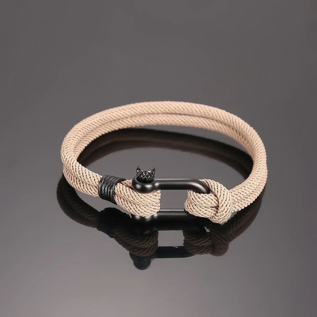 Homens preto de aço inoxidável u forma sobrevivência pulseira acampamento ao ar livre resgate emergência manilha corda pulseira para presentes femininos