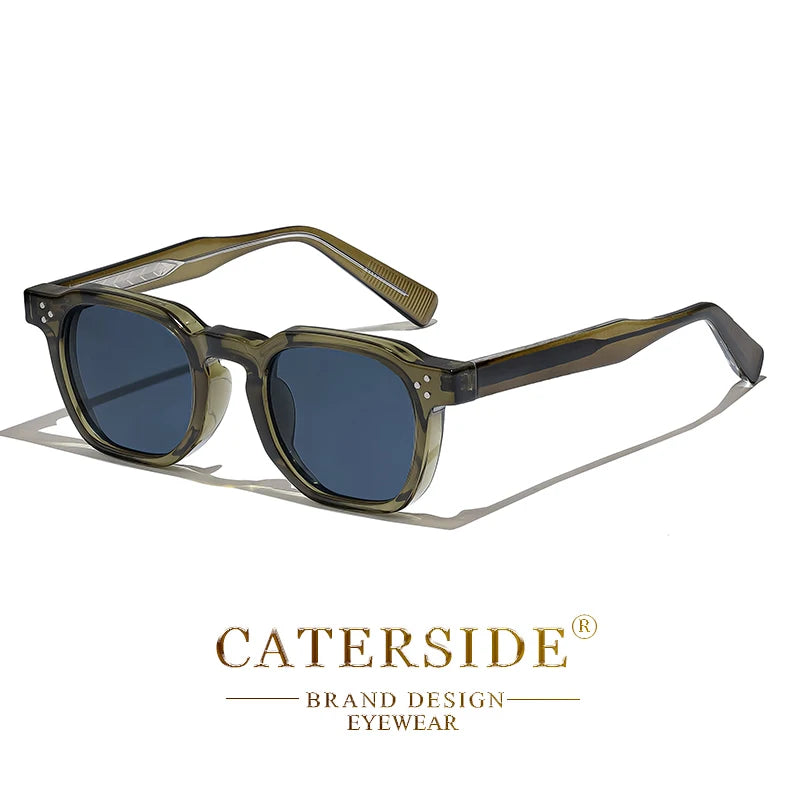 Caterside retro punk masculino óculos de sol pequeno quadro quadrado design personalizado óculos de sol feminino viagem festa negócios festival presente