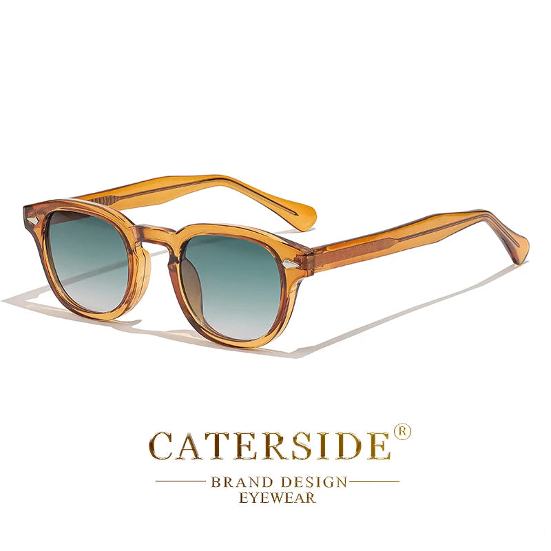 Caterside retro redondo masculino óculos de sol punk ácido propiônico pino templo luxo óculos de sol feminino esportes lazer festa óculos uv400