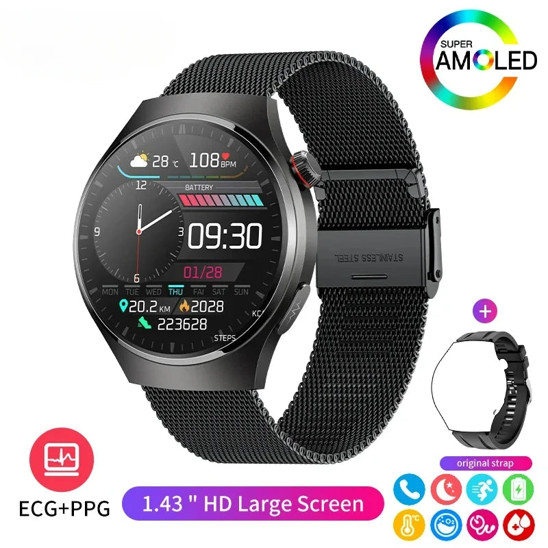 Xiaomi lipídios no sangue úrico glicose no sangue relógio inteligente masculino rastreador de fitness relógio freqüência cardíaca bluetooth chamando ecg + ppg smartwatch