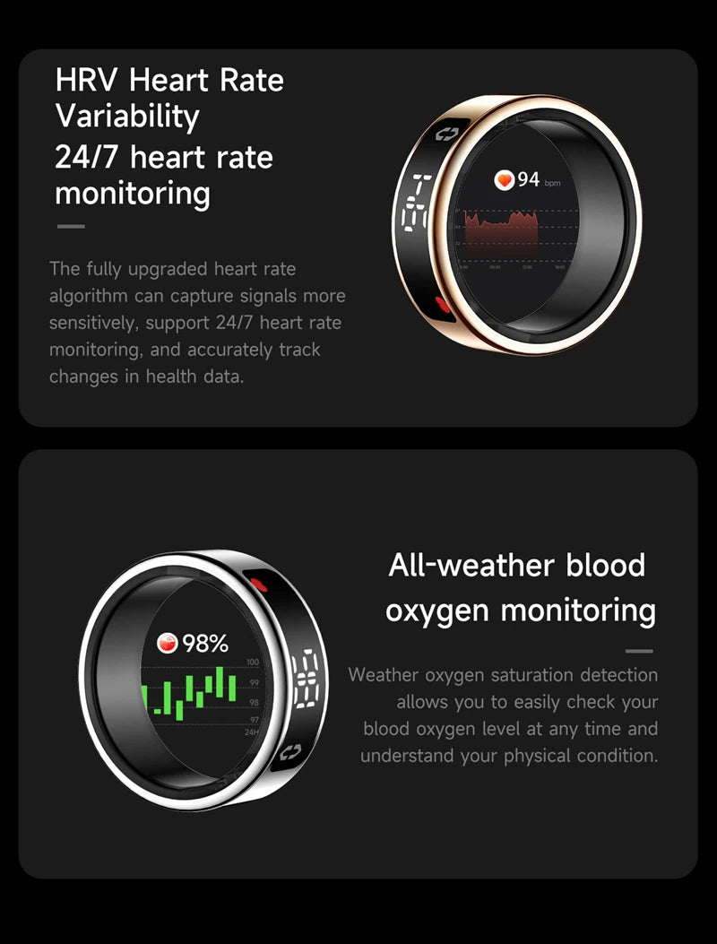 Xiaomi anel inteligente tela de exibição toque monitor saúde gesto furto vídeo/escova tiktok 5atm à prova dwaterproof água smartring para homens