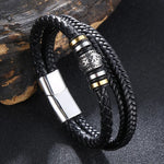 Moda pulseiras de couro vermelho masculino aço inoxidável multicamadas trançado corda pulseiras para mulheres pulseira jóias presentes sp1076