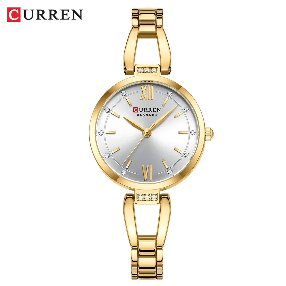 Curren relógios femininos elegante moda original relógio de quartzo para Laides à prova dwaterproof água aço inoxidável simples luxo uso diário
