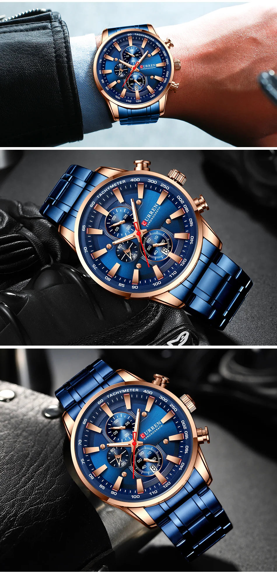 Curren-relógio de pulso masculino de quartzo, esportes, à prova d'água, com cronógrafo e data, marca de luxo, novo