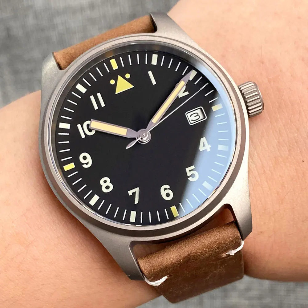 Novo tandorio piloto 39mm relógio de titânio movimento nh35 200m à prova dwaterproof água luminosa mergulho automático relógio masculino vidro safira escovado