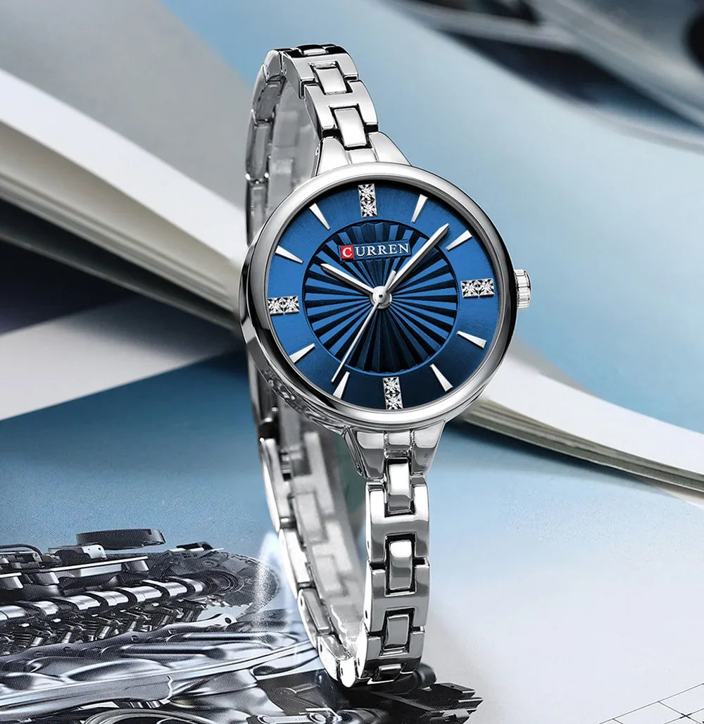 Curren-relógio de quartzo de luxo feminino, relógio pulseira magnética, pulseira esportiva, para mulheres