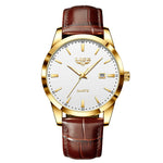 Lige moda relógio de couro marrom masculino militar esportes quartzo relógios de pulso casual à prova dwaterproof água cronógrafo relogios masculino