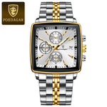 Poedagar luxo homem de negócios relógio de pulso cronógrafo à prova dwaterproof água calendário luminoso relógio para homem quadrado quartzo relógios masculinos reloj