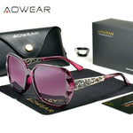 Aowear vintage rosa espelho óculos de sol feminino polarizado quadrado gradiente óculos de sol para senhoras claro oversized lunette de soleil