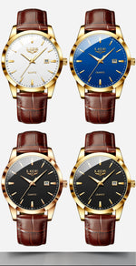 Lige moda relógio de couro marrom masculino militar esportes quartzo relógios de pulso casual à prova dwaterproof água cronógrafo relogios masculino