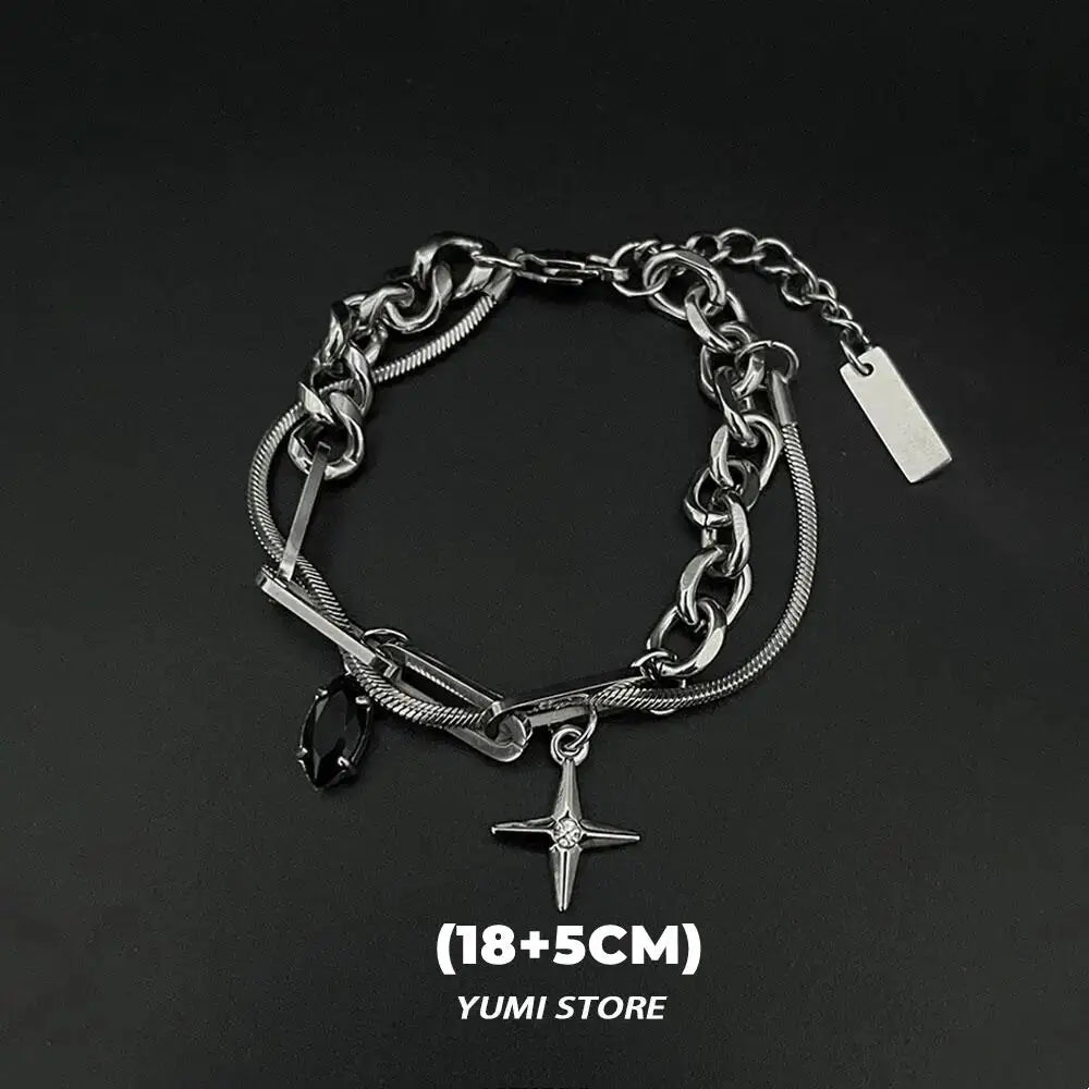 Retro chama cruz pulseira para homem mulher hip hop titânio aço splice corrente charme unisex jóias legal kpop acessórios de luxo