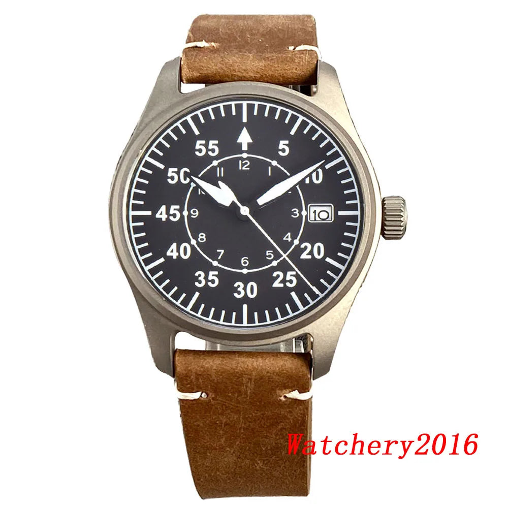 Novo tandorio piloto 39mm relógio de titânio movimento nh35 200m à prova dwaterproof água luminosa mergulho automático relógio masculino vidro safira escovado
