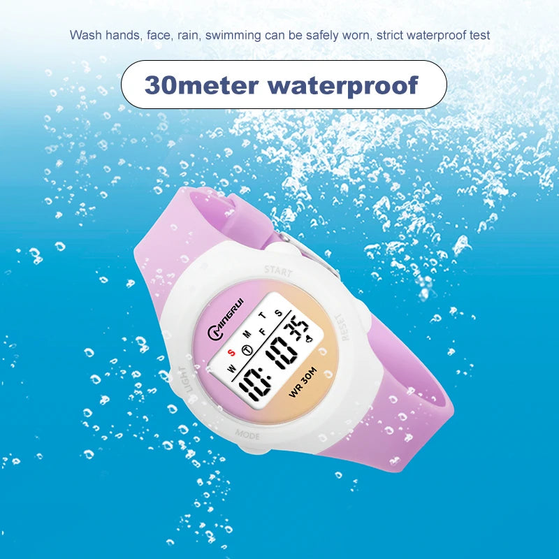 Crianças esporte relógios alarme cronômetro crianças relógio digital para meninos meninas 30m à prova dwaterproof água rosa estudante relógio de pulso eletrônico