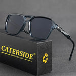 Caterside retro punk óculos de sol masculino quadro quadrado plana superior ponte dupla alta qualidade óculos de sol para mulheres festa festival presentes