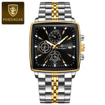 Poedagar luxo homem de negócios relógio de pulso cronógrafo à prova dwaterproof água calendário luminoso relógio para homem quadrado quartzo relógios masculinos reloj