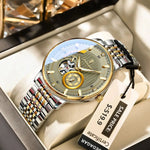 Poedagar topo de luxo relógio masculino luminoso oco tourbillon automático homem relógio de pulso mecânico aço inoxidável relógios masculinos reloj