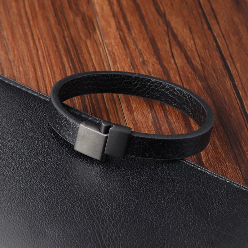 Moda trançado corda wrap preto pulseiras de couro para homens estilo clássico pulseira de aço inoxidável casal charme jóias presentes