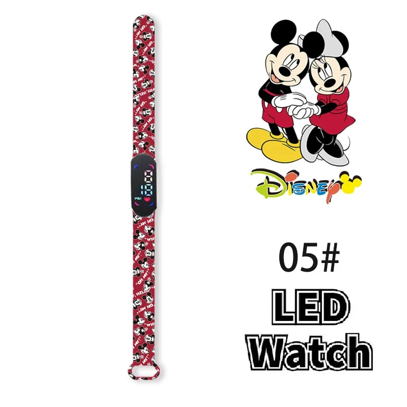 Nova disney mickey minnie led toque relógio donald duckbracelet relógio estudante crianças esportes dos desenhos animados relógio eletrônico presente brinquedo