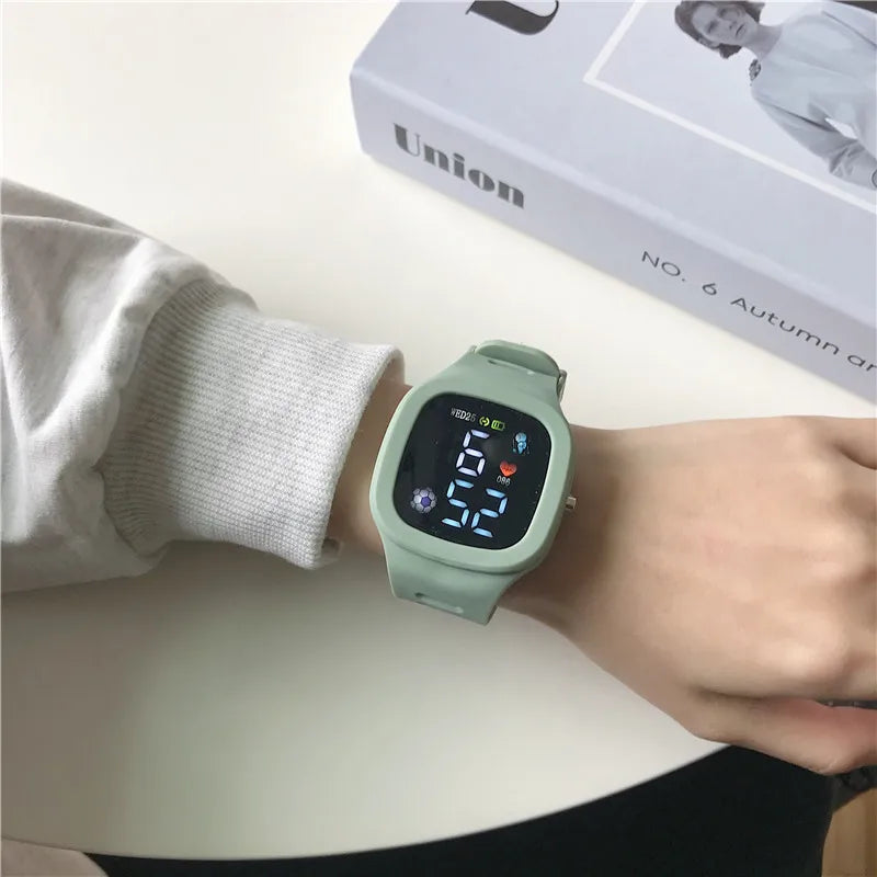 Masculino feminino relógio led digital esportes relógio para crianças meninos meninas quadrado grande dial à prova dwaterproof água silicone relógio de pulso eletrônico masculino