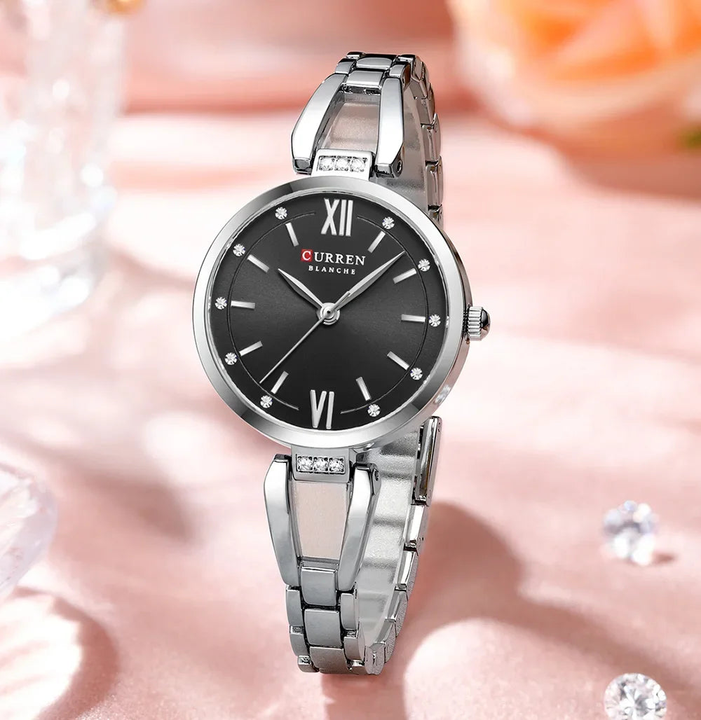 Curren relógios femininos elegante moda original relógio de quartzo para Laides à prova dwaterproof água aço inoxidável simples luxo uso diário
