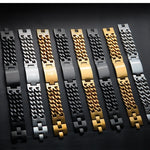 Hnsp 24mm de largura 316l aço inoxidável corrente cubana cruz pulseira para homens jóias masculino mão corrente envoltório pulseiras acessório punk