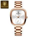 Poedagar luxo senhoras relógio de aço inoxidável à prova dwaterproof água relógio quartzo para mulher alta qualidade relógio feminino elegante relógios femininos