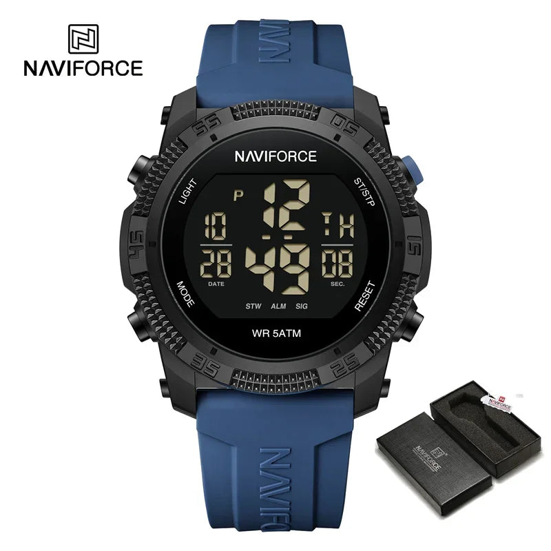 NAVIFORCE NF7104 Novos relógios esportivos digitais LCD para homens moda pulseira de silicone relógio de pulso eletrônico militar