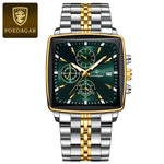 Poedagar luxo homem de negócios relógio de pulso cronógrafo à prova dwaterproof água calendário luminoso relógio para homem quadrado quartzo relógios masculinos reloj