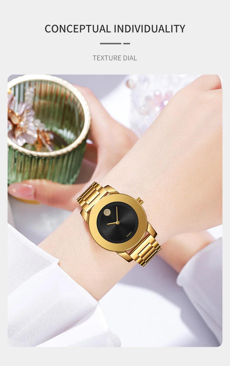 Skmei unissex quartzo pulseira à prova d'água relógios de luxo pulseira de aço inoxidável estilo simples display analógico relógio de pulso fashion