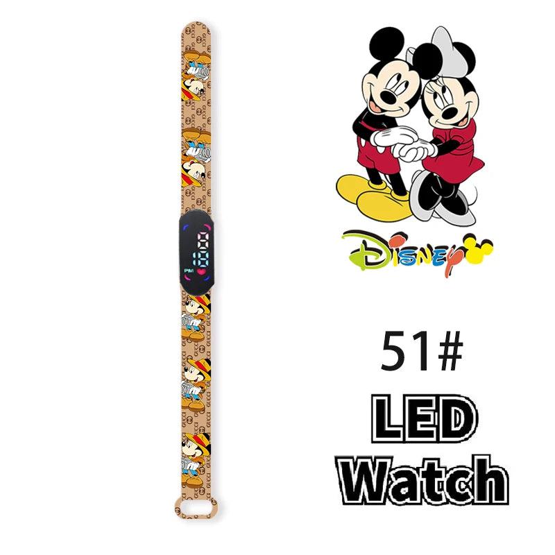 Nova disney mickey minnie led toque relógio donald duckbracelet relógio estudante crianças esportes dos desenhos animados relógio eletrônico presente brinquedo