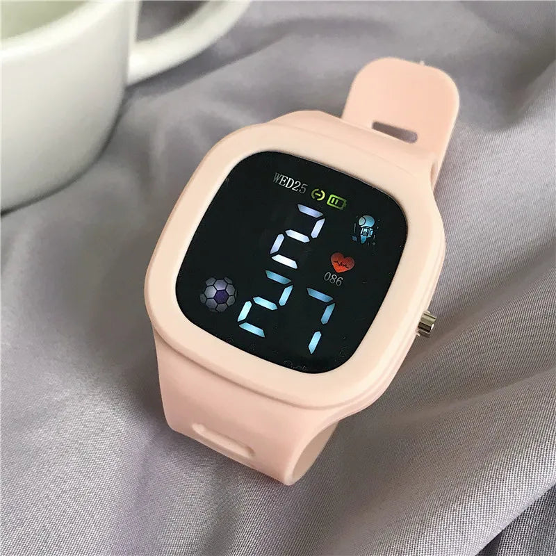 Masculino feminino relógio led digital esportes relógio para crianças meninos meninas quadrado grande dial à prova dwaterproof água silicone relógio de pulso eletrônico masculino