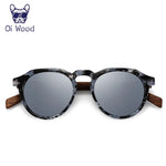 Oi óculos de sol de madeira feminino masculino óculos de sol de madeira de nogueira redondos lentes vermelhas armações de concha de tartaruga