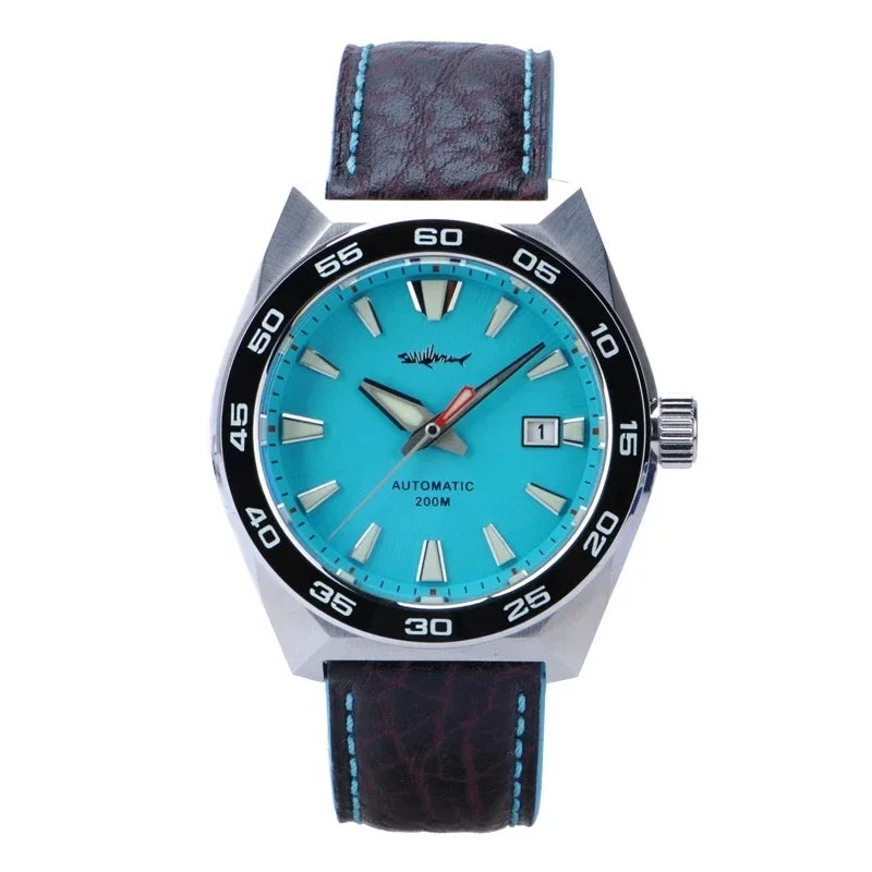 Heimdallr Monster Diver relógio masculino mostrador azul fosco cristal de safira NH35 mecânico automático 200m à prova d'água relógio luminoso completo