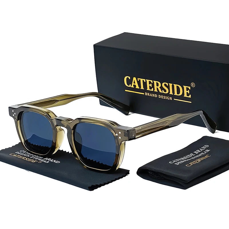 Caterside retro punk masculino óculos de sol pequeno quadro quadrado design personalizado óculos de sol feminino viagem festa negócios festival presente