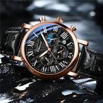 Chenxi 973 multi-função negócios fase da lua data à prova dwaterproof água roma analógico importado relógio de pulso masculino dial relógios de couro de quartzo