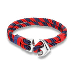 MKENDN Pulseiras de âncora masculinas, fio duplo, surfista náutico, corda à prova d'água, pulseira feminina, fivela esportiva de aço inoxidável preto