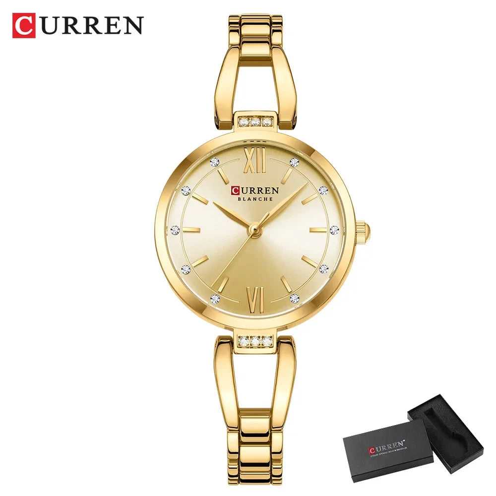 Curren relógios femininos elegante moda original relógio de quartzo para Laides à prova dwaterproof água aço inoxidável simples luxo uso diário