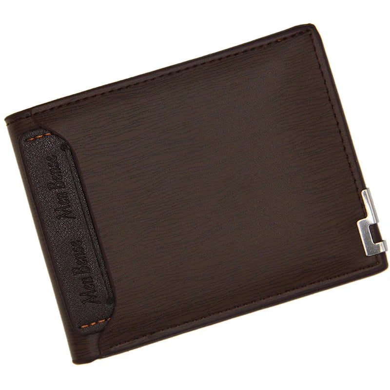Moda Masculina Carteira de couro do plutônio curto titular do cartão bolsa para homens designer luxo billfold masculino portátil pequeno titular do cartão carteiras