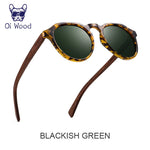 Oi óculos de sol de madeira feminino masculino óculos de sol de madeira de nogueira redondos lentes vermelhas armações de concha de tartaruga