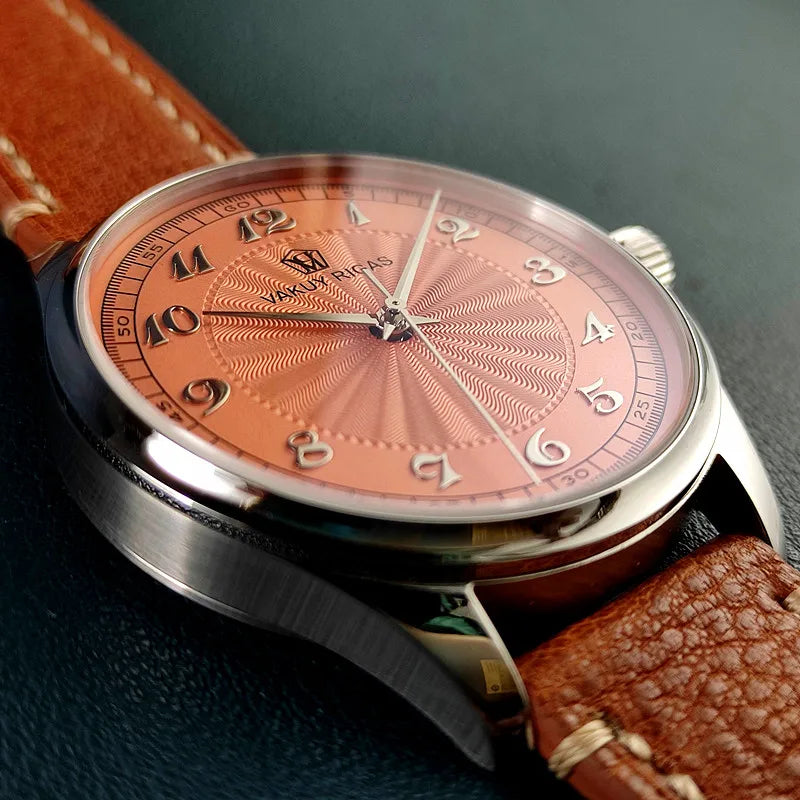 Relógio de pulso mecânico automático masculino, impermeável, calendário luminoso, ponteiro de gás, piloto alemão, NH38A movimento, C1