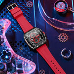 CURREN Esporte Cronógrafo Relógio de Quartzo para Homens Moda Azul Pulseira de Silicone Tonneau Dial Relógio de Pulso com Data 3atm À Prova D 'Água