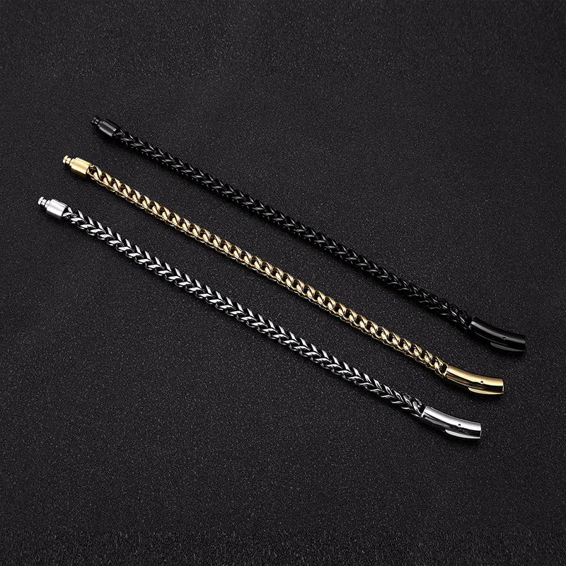 MKENDN Locomotiva Homens Punk Rock Pulseira de corrente de bicicleta 18k banhado a ouro botão magnético de aço inoxidável joias masculinas presentes