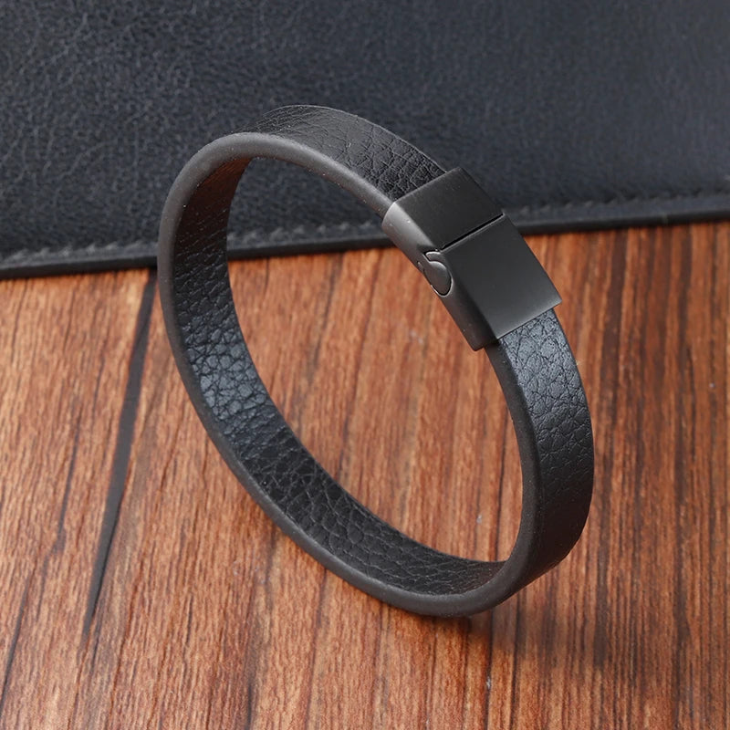 Moda trançado corda wrap preto pulseiras de couro para homens estilo clássico pulseira de aço inoxidável casal charme jóias presentes