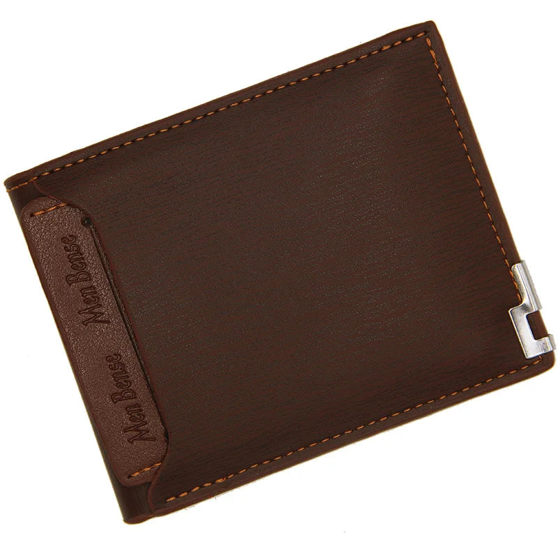Moda Masculina Carteira de couro do plutônio curto titular do cartão bolsa para homens designer luxo billfold masculino portátil pequeno titular do cartão carteiras